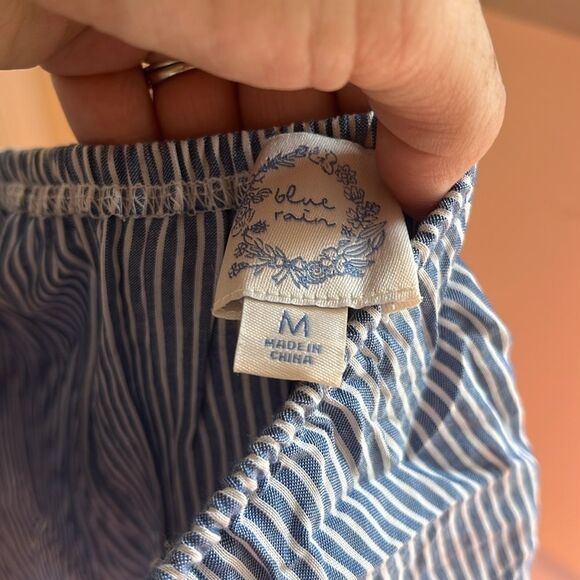 NWT Francesca's Collections Blue Rain Off-the-Shoulder Ruffled Blouse - Picture 4 of 7